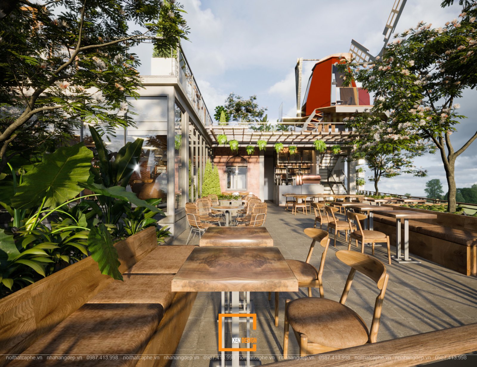 thiết kế quán cafe Windmills Coffee and Tea
